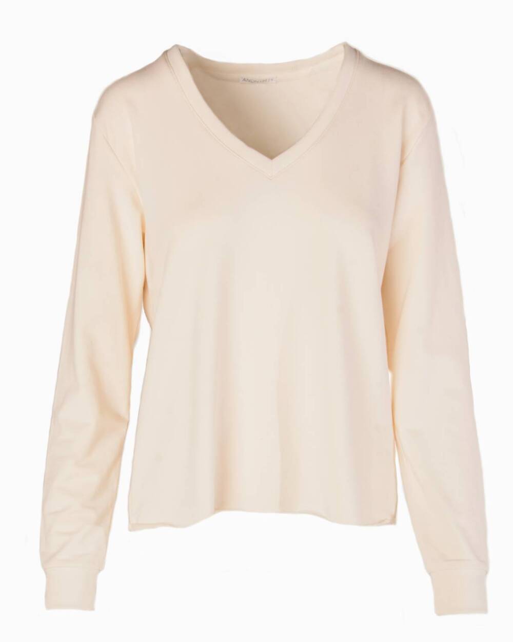 NEW ANONYM APPAREL women's sofia fleece v-neck sweatshirt in fossil